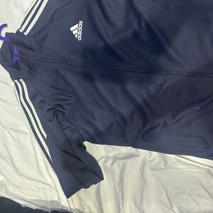 Adidas Dark Blue Jacket with White Stripes